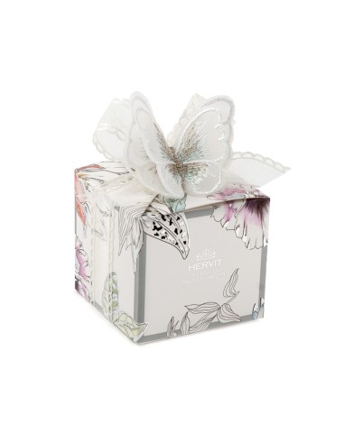BOX BLOOMS 6X6X5,5CM FARFALLA BIANCA