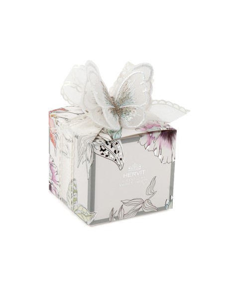 BOX BLOOMS 6X6X5,5CM FARFALLA BIANCA