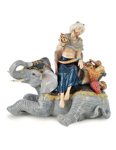 Hervit Royal Class - Re Magio con Elefante Porcellana 36x32 cm(H