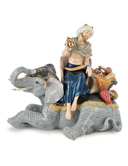 Hervit Royal Class - Re Magio con Elefante Porcellana 36x32 cm(H
