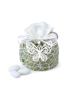 SECCHIELLO VERDE 10CM FARFALLA METALLO