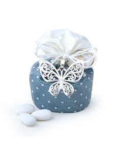 SECCHIELLO BLU 10CM FARFALLA METALLO