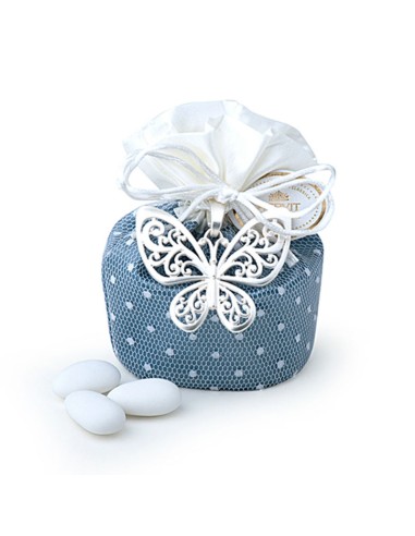 SECCHIELLO BLU 10CM FARFALLA METALLO