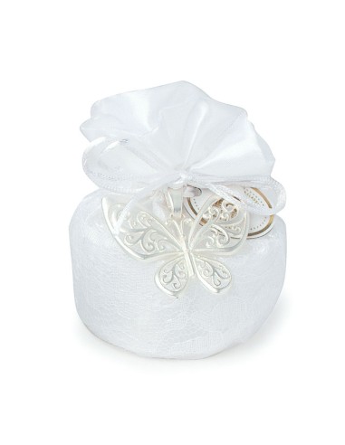 SECCHIELLO BIANCO 10CM FARFALLA METALLO