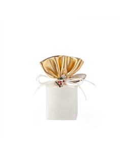Sacchetto Taffeta' Royal X'Mas 6X6X14Cm con spilla gioiello