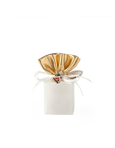 Sacchetto Taffeta' Royal X'Mas 6X6X14Cm con spilla gioiello