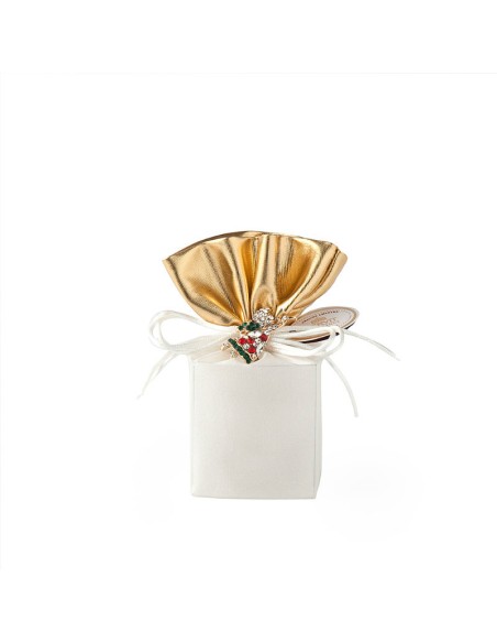 Sacchetto Taffeta' Royal X'Mas 6X6X14Cm con spilla gioiello