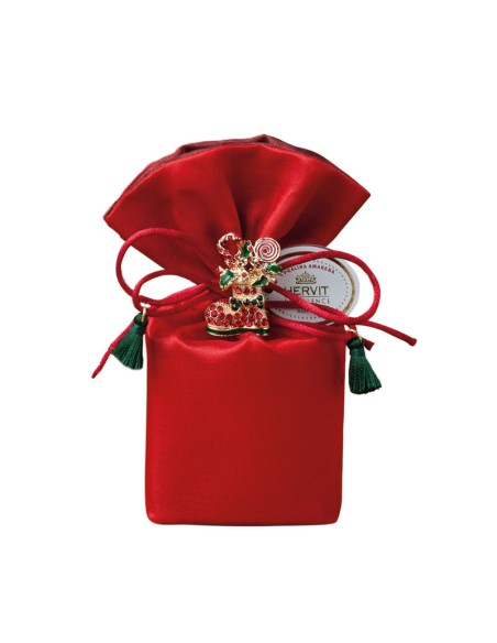 Sacchetto Taffeta' Royal X'Mas 6X6X14Cm con spilla gioiello
