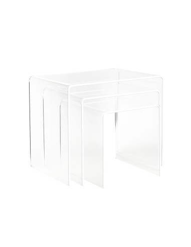 Vesta Home - Tris Tavolini·trasparente·33 X 49,5 X 41 H Cm 33 X 39,5 X 36 H 33 X 29,5 X 31 H Th. 8 Mm