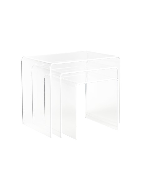 Vesta Home - Tris Tavolini·trasparente·33 X 49,5 X 41 H Cm 33 X 39,5 X 36 H 33 X 29,5 X 31 H Th. 8 Mm
