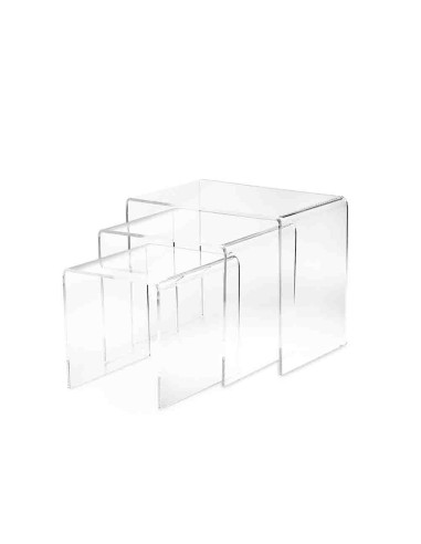 Vesta Home - Tris Tavolini·trasparente·33 X 49,5 X 41 H Cm 33 X 39,5 X 36 H 33 X 29,5 X 31 H Th. 8 Mm