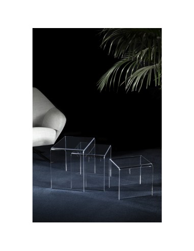 Vesta Home - Tris Tavolini·trasparente·33 X 49,5 X 41 H Cm 33 X 39,5 X 36 H 33 X 29,5 X 31 H Th. 8 Mm