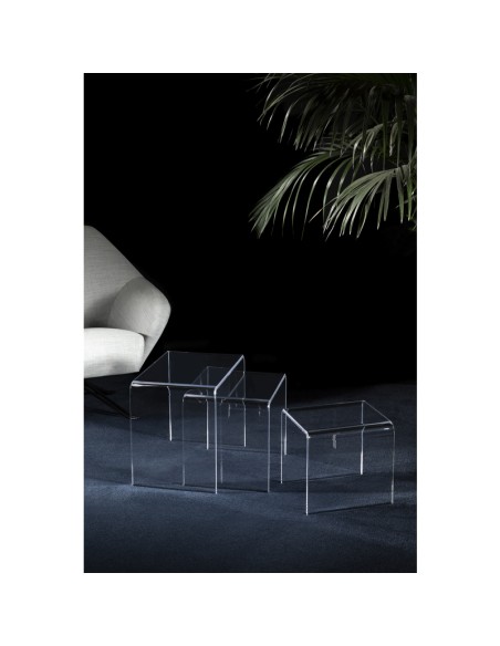 Vesta Home - Tris Tavolini·trasparente·33 X 49,5 X 41 H Cm 33 X 39,5 X 36 H 33 X 29,5 X 31 H Th. 8 Mm