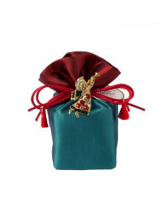 Sacchetto Taffeta' Royal X'Mas 6X6X14Cm con spilla gioiello