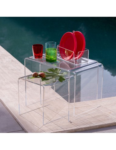 Vesta Home - Tris Tavolini·trasparente·33 X 49,5 X 41 H Cm 33 X 39,5 X 36 H 33 X 29,5 X 31 H Th. 8 Mm