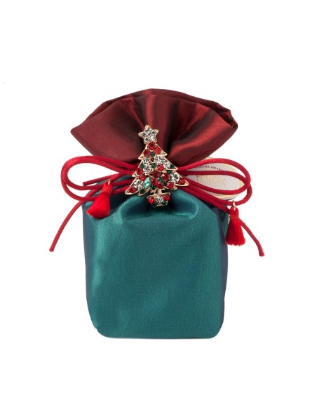 Sacchetto Taffeta' Royal X'Mas 6X6X14Cm con spilla gioiello