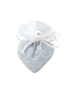 SACCHETTINO CUORE GRIGIO 10CM C/PERLA