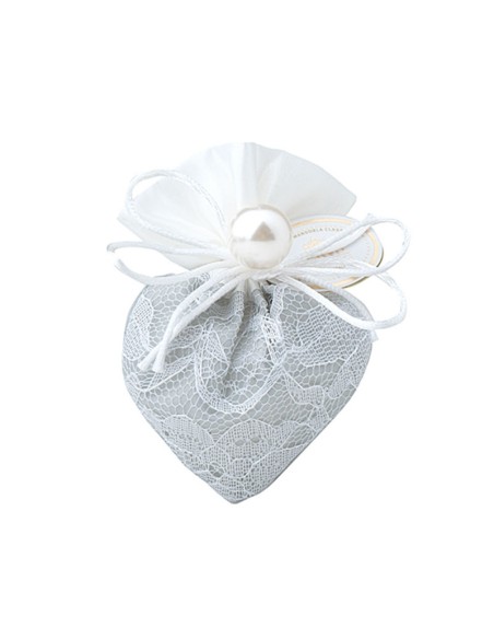 SACCHETTINO CUORE GRIGIO 10CM C/PERLA