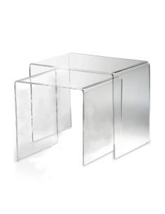 Vesta Home - Bis Tavolini·trasparente·33 X 49,5 X 41 H 33 X 39,5 X 36 H Th. 8 Mm 2