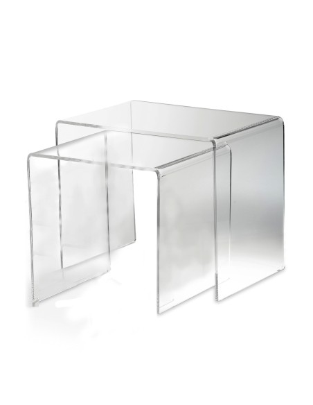 Vesta Home - Bis Tavolini·trasparente·33 X 49,5 X 41 H 33 X 39,5 X 36 H Th. 8 Mm