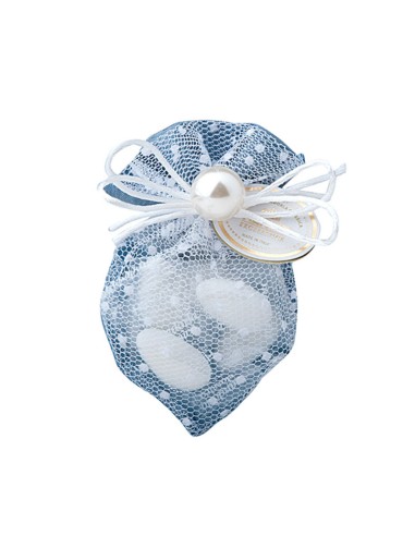 SACCHETTINO CUORE BLU 10CM C/PERLA