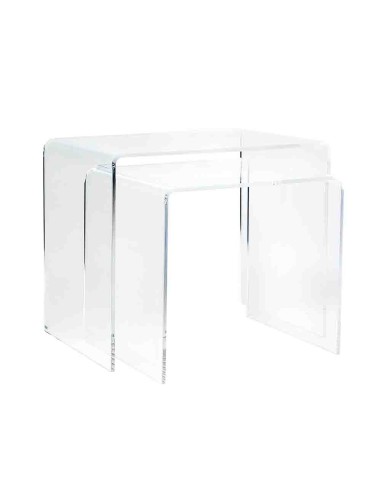 Vesta Home - Bis Tavolini·trasparente·33 X 49,5 X 41 H 33 X 39,5 X 36 H Th. 8 Mm