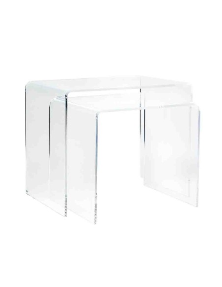Vesta Home - Bis Tavolini·trasparente·33 X 49,5 X 41 H 33 X 39,5 X 36 H Th. 8 Mm