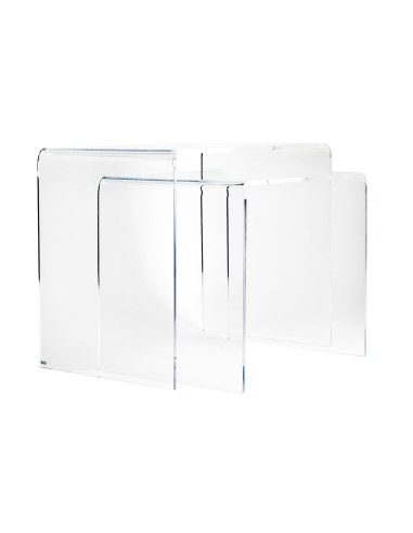 Vesta Home - Bis Tavolini·trasparente·33 X 49,5 X 41 H 33 X 39,5 X 36 H Th. 8 Mm