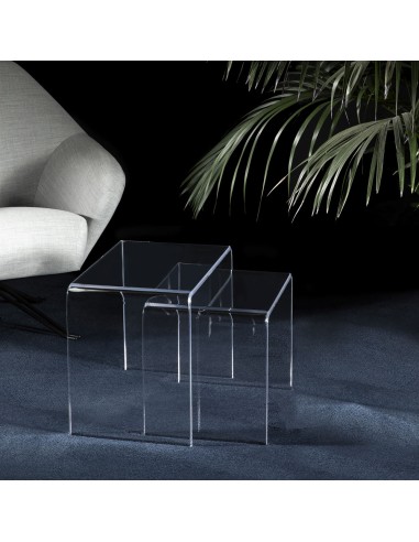 Vesta Home - Bis Tavolini·trasparente·33 X 49,5 X 41 H 33 X 39,5 X 36 H Th. 8 Mm