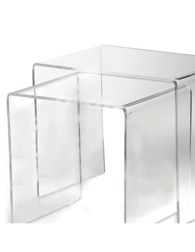 Vesta Home - Bis Tavolini·trasparente·33 X 49,5 X 41 H 33 X 39,5 X 36 H Th. 8 Mm