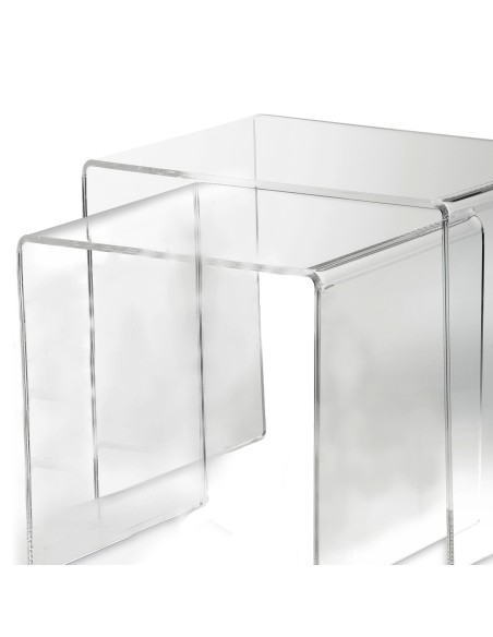 Vesta Home - Bis Tavolini·trasparente·33 X 49,5 X 41 H 33 X 39,5 X 36 H Th. 8 Mm