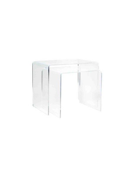 Vesta Home - Bis Tavolini·trasparente·33 X 49,5 X 41 H 33 X 39,5 X 36 H Th. 8 Mm