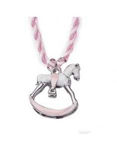 PENDENTE CAVALLO METALLO 4CM ROSA/ARG.