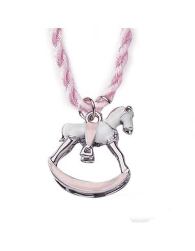 PENDENTE CAVALLO METALLO 4CM ROSA/ARG.