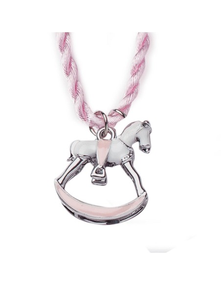 PENDENTE CAVALLO METALLO 4CM ROSA/ARG.