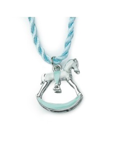 PENDENTE CAVALLO METALLO 4CM BLU/ARG.