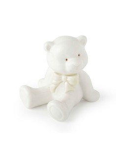 Hervit - Orsetto con fiocco avorio - Porcellana bianca 8CM