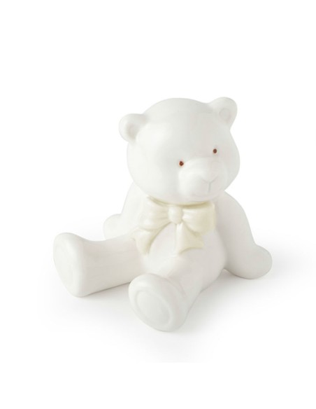 Hervit - Orsetto con fiocco avorio - Porcellana bianca 8CM