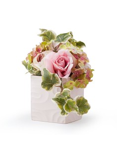 Decoraz.Floreale Verde/Rosa 19Cm