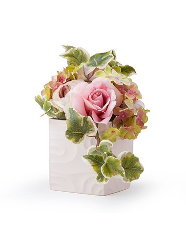 Decoraz.Floreale Verde/Rosa 19Cm