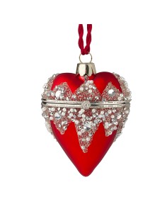 Cuore Vetro Apribile Rosso 9Cm