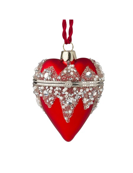 Cuore Vetro Apribile Rosso 9Cm