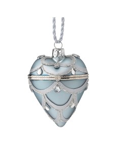 Cuore Vetro Apribile Grigio/Blu 9Cm