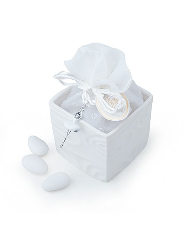 Cont.Cubo Porc.Bisquit Bianco 7X7X6,5Cm