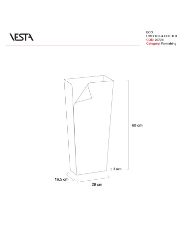 Vesta Home - Portaombrelli Eco·bianco·28 X 16,5 X 60 H Th. 5 Mm