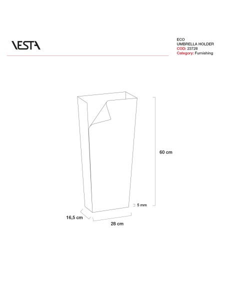Vesta Home - Portaombrelli Eco·bianco·28 X 16,5 X 60 H Th. 5 Mm