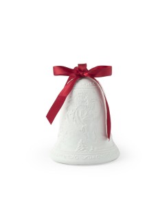 Campana luminosa in Porcellana Bianca 9Cm Rilievo Angelo