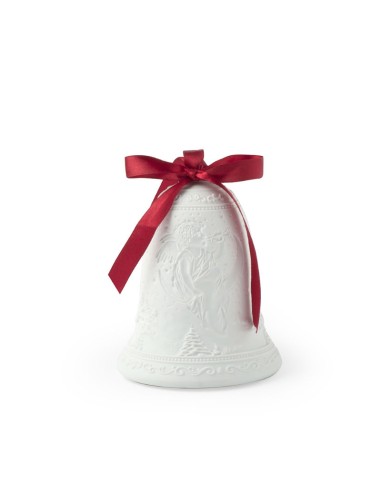 Campana luminosa in Porcellana Bianca 9Cm Rilievo Angelo