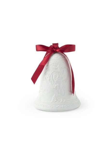 Campana luminosa in Porcellana Bianca 9Cm Rilievo Angelo