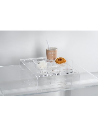 iPLEX Design - ""BON TON"" Vassoio 6 caffè - Trasparente - 30x6,5x24 cm